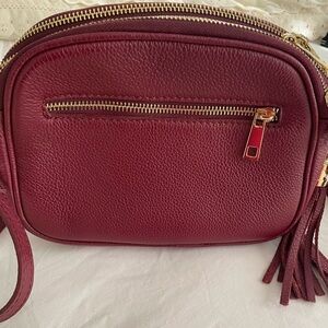 Borse In Pelle Burgandy Cross body Bag Genuine Leather